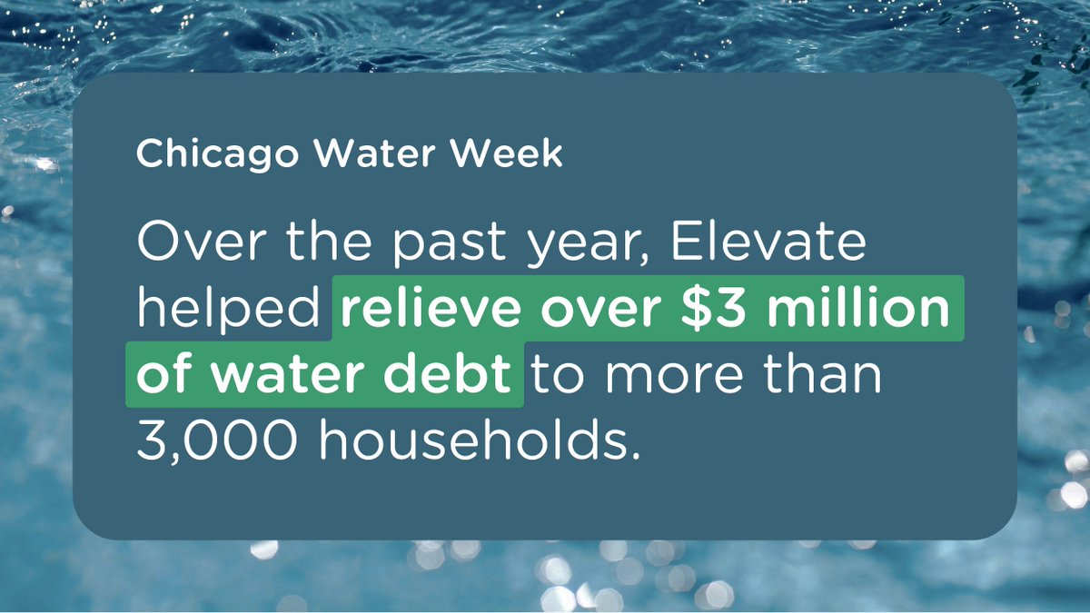 Chicago's lowest-income households spend 10% of their income on #waterbills. At Elevate, we are proud to have relieved over $3,000,000 of #waterdebt for 3,000 homes last year! elevatenp.org/water-affordab… currentwater.org/chicago-water-… #CHIWATERWEEK #WaterForAll #ClimateJusticeChicago