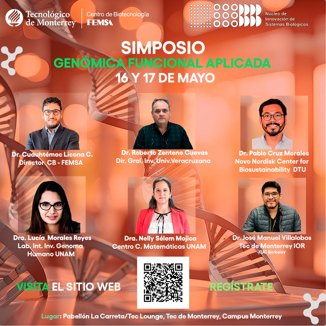¡Te invitamos al Simposio "Genómina Funcional Aplicada"! <a href="/CBFTEC/">Centro de Biotecnología FEMSA</a> 
16 y 17 de mayo. 
Pabellón La Carreta, <a href="/TECcampusMTY/">TEC Campus Monterrey</a> 
Regístrate:  bit.ly/4bArWT9
#YoIngenio 🦾💙🧠