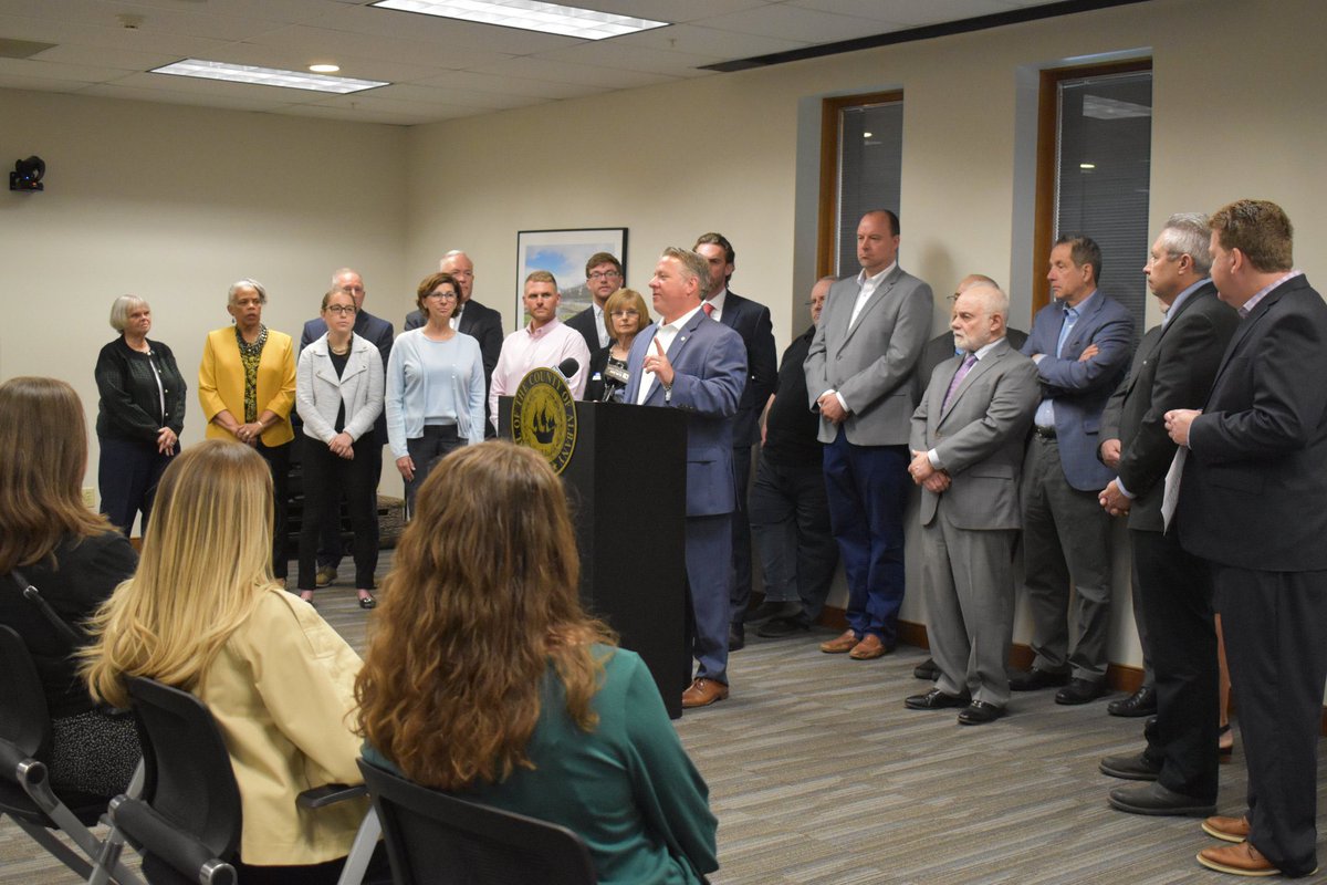 Today, a team of our members joined <a href="/MCCoyCountyExec/">Dan McCoy-CountyExec</a> and other stakeholders to announce a new partnership with local businesses: increasing access to lifesaving Narcan test kits and Fentanyl testing strips at locations who wish to participate. In order to combat the opioid (1/2)