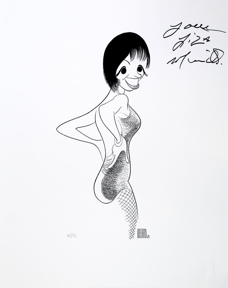 “It’s Liza with a z, not Lisa with an s…” Liza Minnelli signed this print of her in Kander & Ebb’s The Act which features her in a Halston-designed costume. You can bid on this extremely-limited print at BroadwayCares.org/Hirschfeld #Hirschfeld #Art #LizaMinnelli #Auction