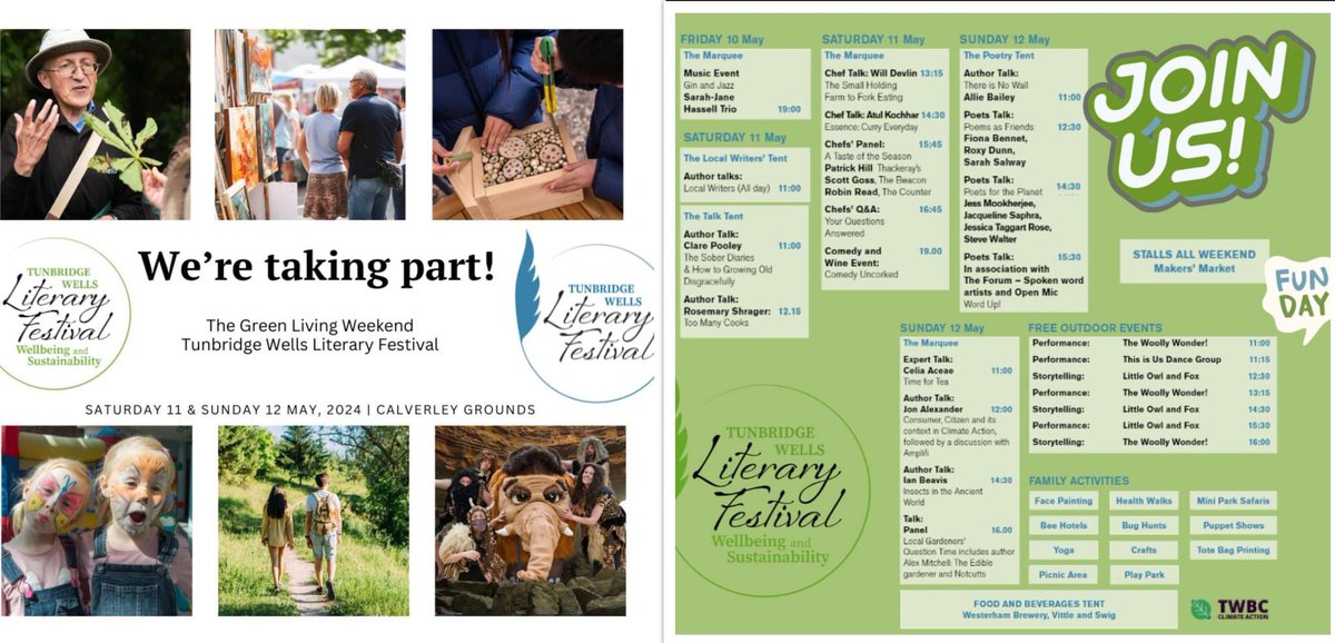 If you are local to the area, do pop along to the Tunbridge Wells Literary Festival at Calverley Grounds this weekend! It has a wonderful programme of events & we will be there too on Sunday between 11am-5pm with a table so please do pop along and say hello! 
@FoCGTunWells