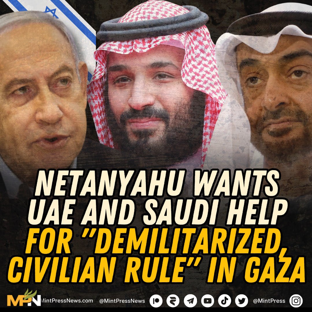 Netanyahu expects Saudi and UAE support to rule Gaza In an interview with Dr. Phil, Israeli PM Netanyahu spoke of his vision for Gaza. 'We’ll probably have to have some kind of civilian government, civilian administration, by Gazans who are not committed to our destruction,…