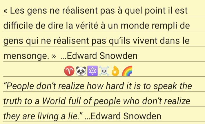 Edward Snowden- un anticomploteur
Les comploteurs/cabale/ deep state appellent complotistes ceux qui les dénoncent. Ils sont en fait des ANTI COMPLOTEURS.