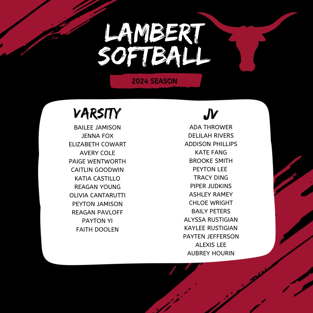We are very excited to announce the 2024 Lambert Softball teams! #Hook'em