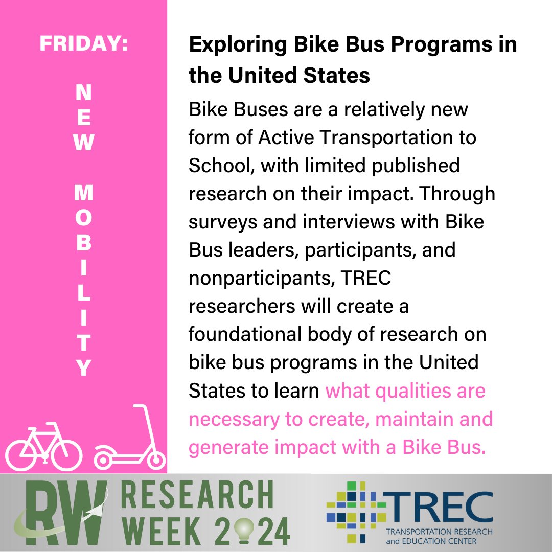 @Portland_State @uarizona @uoregon Finally, inspired by the success of @CoachBalto and the #BikeBus initiative at Alameda Elementary School in Portland, Oregon, PSU researchers are exploring bike bus progams across the United States: trec.pdx.edu/research/proje…