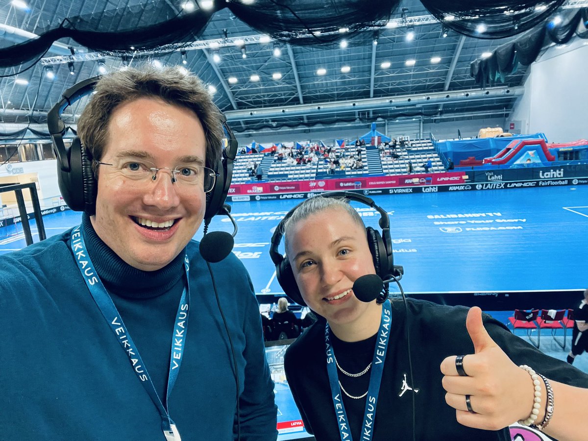 OllyHogben's tweet image. One of the things I love about @IFF_Floorball is the chance to bring new female voices - expert athletes with years of playing experience - into broadcasting. Today I worked with @yasmin_skene 🇦🇺, Agata Plechan 🇵🇱, and Anna Ankudinova 🇱🇻. They all did terrifically on air!