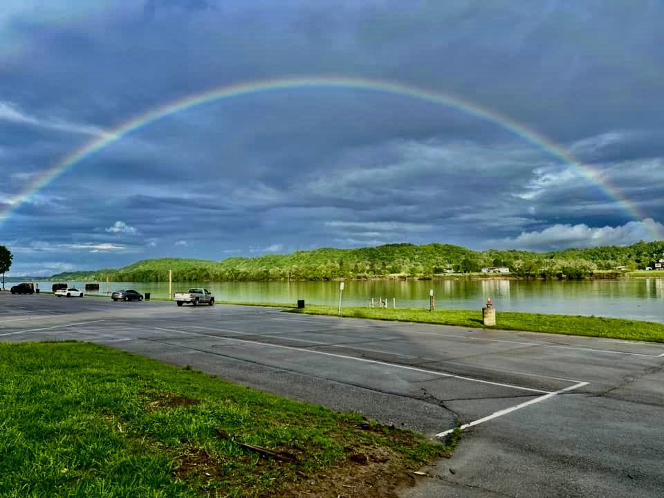 Amazing rainbow photo captured by Tammy James recently over the Ohio River at my hometown of Gallipolis, Ohio. Spanning two states. Ohio to West Virginia.