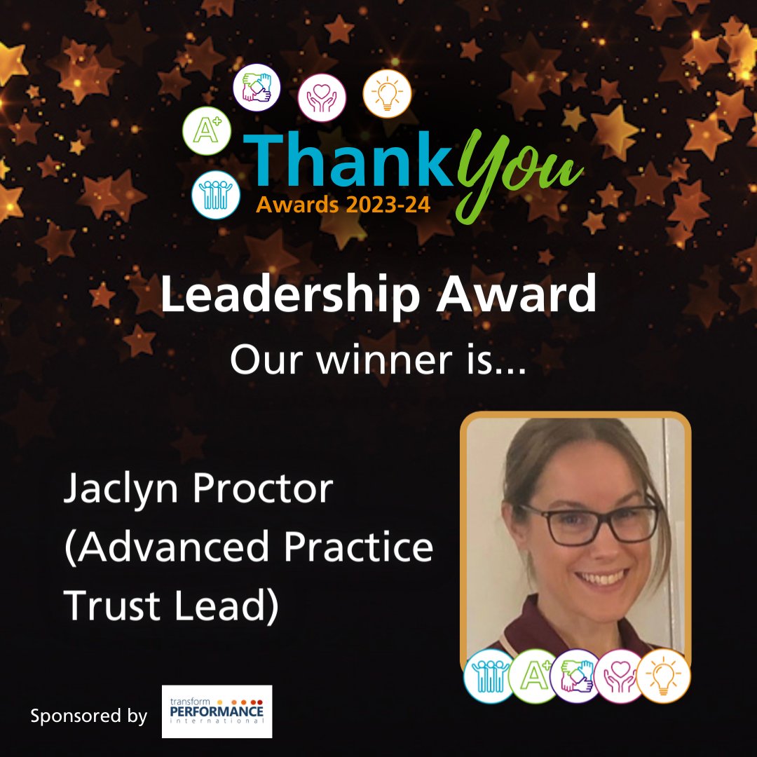 🌟 Congratulations to our Leadership Award winner, Jaclyn Proctor (Advanced Practice Trust Lead) for their exceptional leadership and positive impact on our Trust. #ThankYouWHH