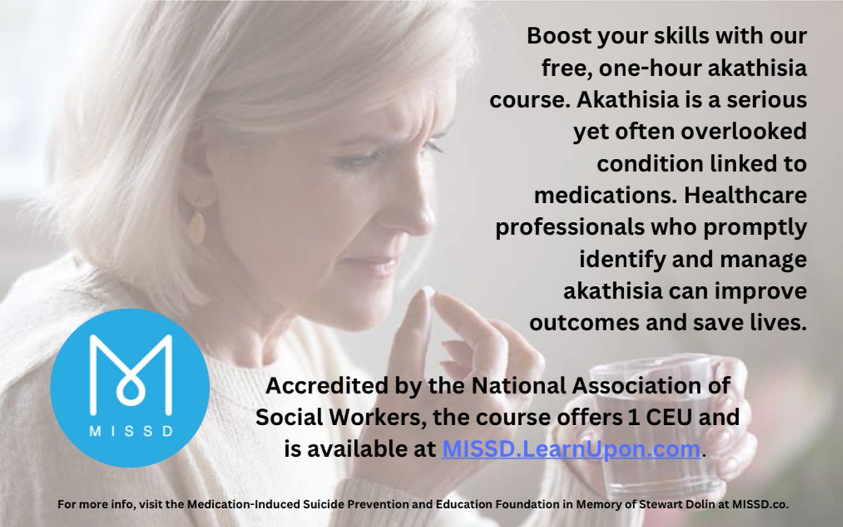 Presenting #akathisia info at the Psychotherapy Networker Symposium helped us reach thousands of clinicians. Our course is open to anyone, anywhere, anytime. Take it at MISSD.LearnUpon.com Accurate info can reduce avoidable suffering & prevent medication-induced #suicide.
