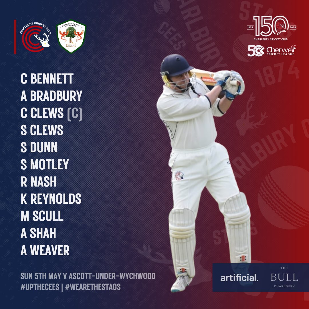TEAM NEWS 🗞️ 

Here are our lineups for Week 1 in the <a href="/Cherwellcricket/">Cherwell Cricket League</a> league 🏏

1st XI 🚗 v <a href="/EWHCC1/">East&WestHendredC.C.</a> 🏠 
2nd XI 🏠 v <a href="/middleton_cc/">Middleton Cheney cc</a> 🚗 
3rd XI 🚗 v <a href="/AUWCricketClub/">Ascott-U-Wychwood Cricket Club</a> 🏠

Let’s go 💪

#150thYear | #UpTheCees | #WeAreTheStags🦌