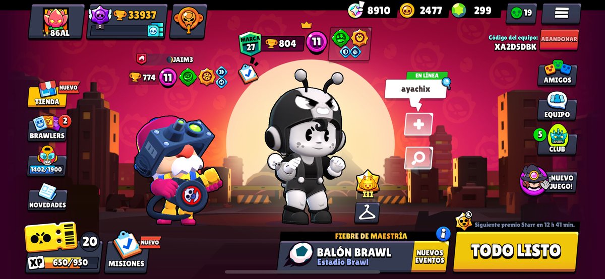Esta es mi cuenta,intentando subir todo los brawlers a 600.
Si alguien quiere ayudar md