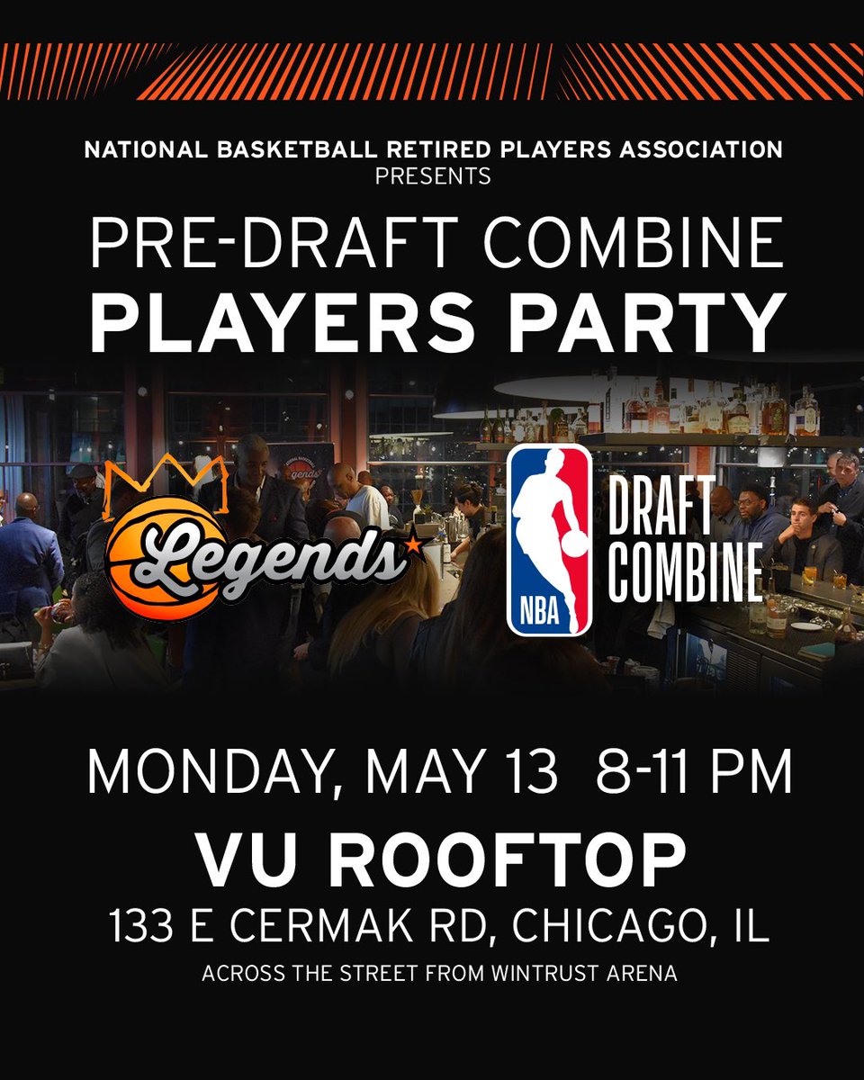 See you on Monday in Chicago for the 2024 @NBAalumni Draft Combine Players Party! 🍾 

#NBACombine #PlayersParty