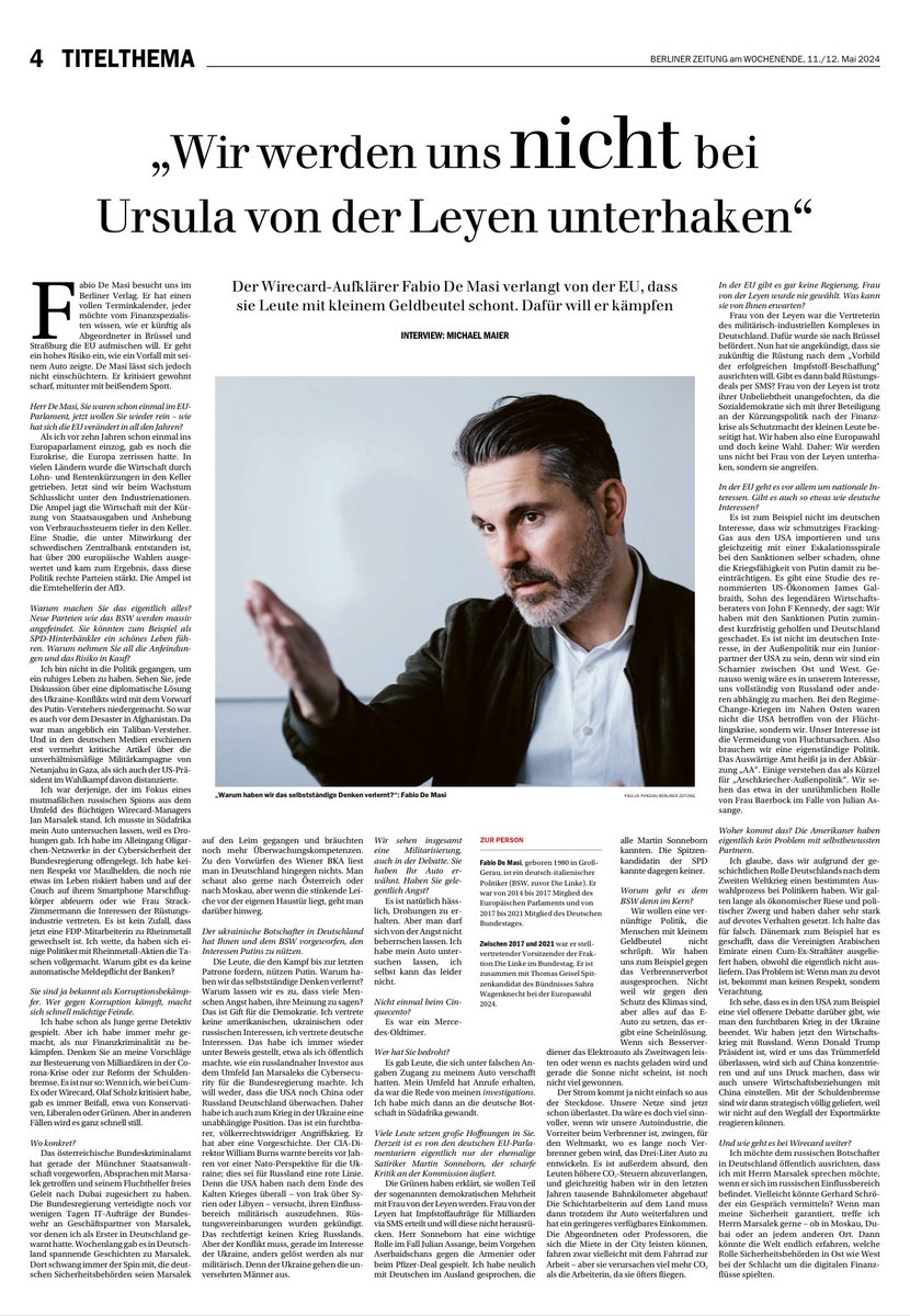 Mein Gespräch mit der @berlinerzeitung über von der Leyen, Marsalek und Maulhelden in der deutschen Politik berliner-zeitung.de/politik-gesell…