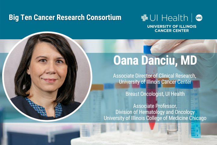 The @BigTenCRC has appointed Cancer Center Associate Director for Clinical Research Oana Danciu, MD, as chair of its Steering Committee. Read more about Danciu, a @UIHealth breast oncologist, and the consortium: bit.ly/3UD7QRo #Cancer #CancerResearch @bigten