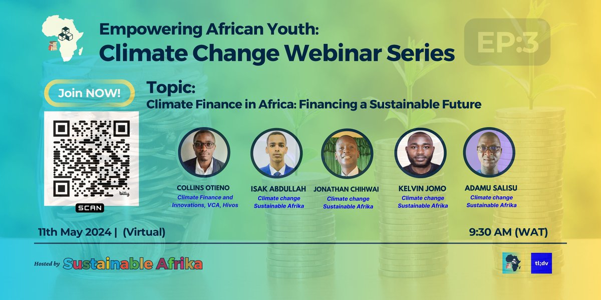 Join us tomorrow at 9:30 AM (WAT) for a deep dive into 'Climate Finance in Africa: Financing a Sustainable Future' 🌍 Explore how to make climate finance more accessible and impactful in Africa. Register now: calendar.app.google/NqY32NFtc1kn1u…
 #ClimateFinance #Africa #Sustainability