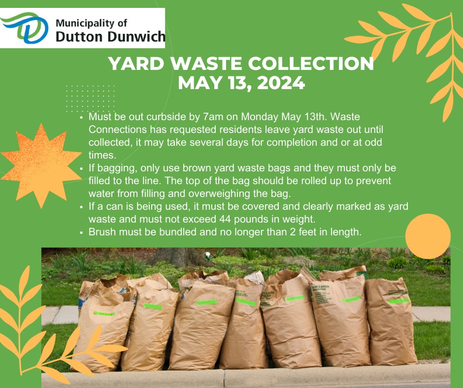 Yard waste must be out curbside by 7am on Monday, May 13th. #duttondunwich
