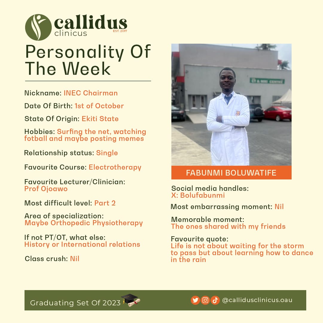 Our FYB Personalities of the Week  💪🏾

Meet Daniel and Bolu 🙌🏾

#CallidusClinicus
#CallidusClinicus23