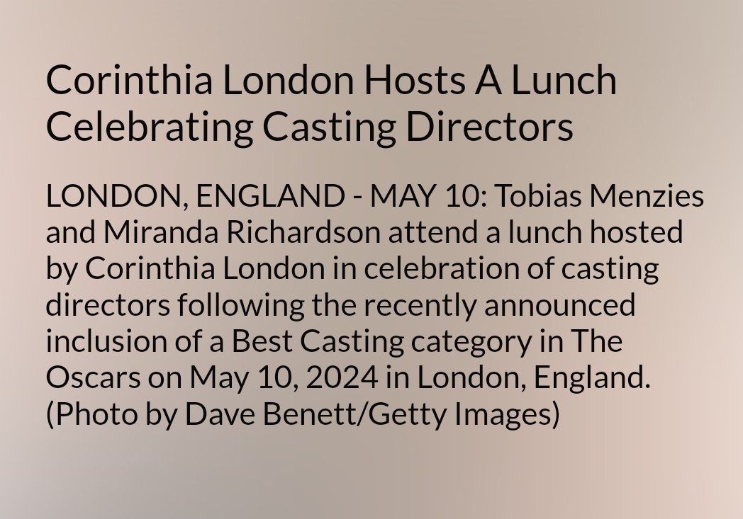 #TobiasMenzies attending a lunch celebrating Casting Directors held by Corinthian London. Thanks for the heads up Tobias Menzies super fans in the world on fb