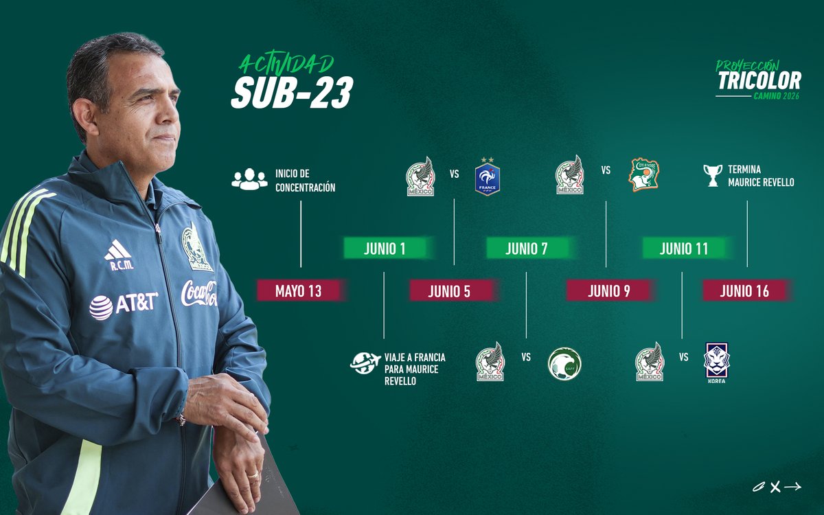 Marquen sus calendarios 🗓️ 👀 Tendremos actividad en el @TournoiMRevello 🏆 ¡Vamos todos y vamos juntos con la #ProyecciónTricolor! ⚽️🇲🇽