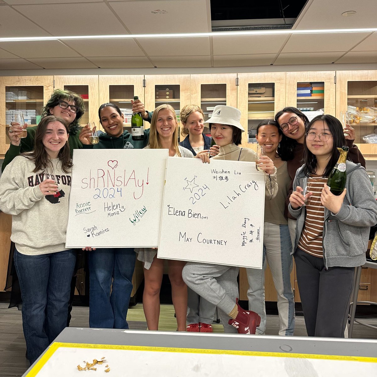 Congratulations Been Lab Class of 2024!! As is our  tradition, they popped champagne and signed where the cork hit the ceiling! 🍾
