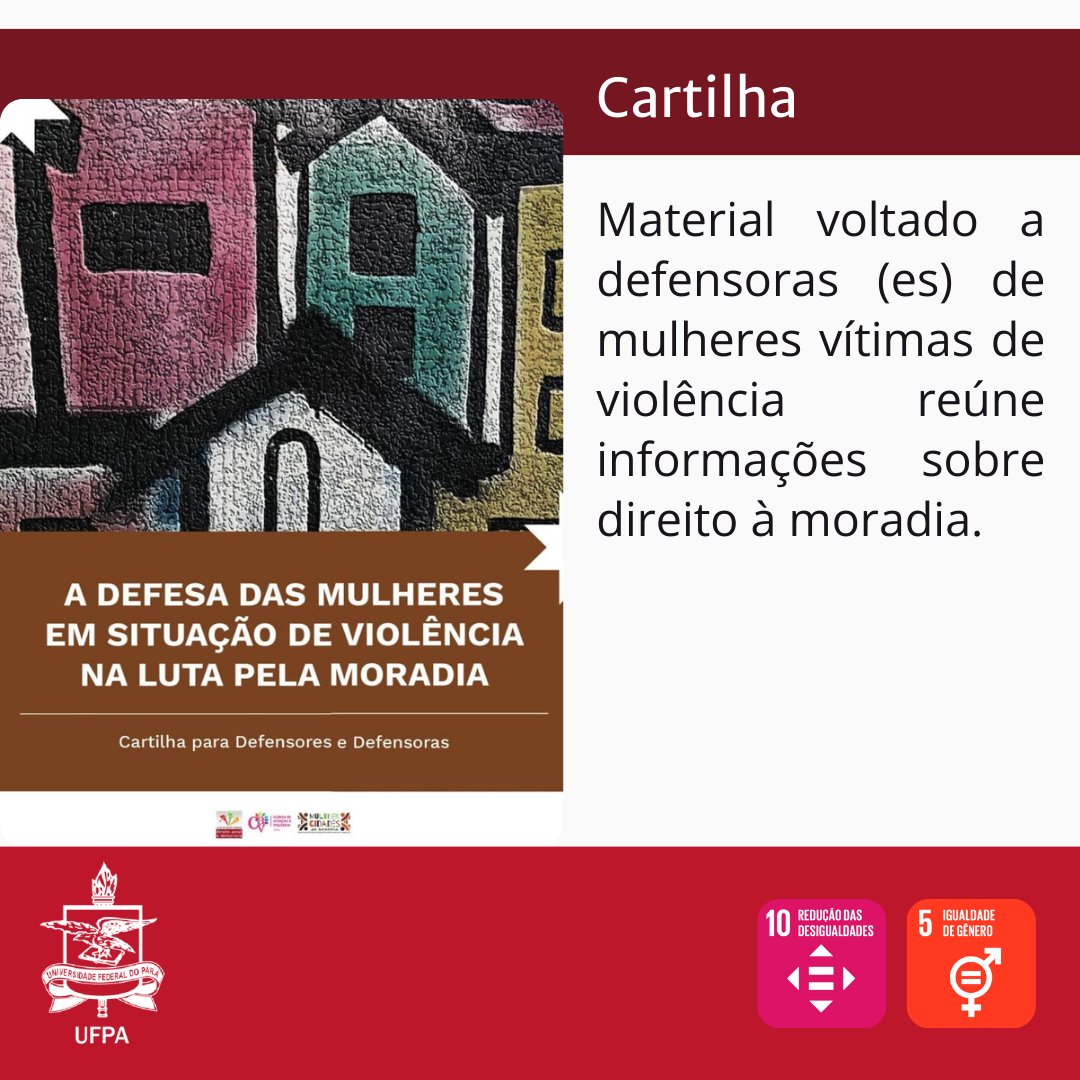 Cartilha sobre direito à moradia orienta mulheres em situação de violência. Saiba mais: tinyurl.com/direitoamoradia