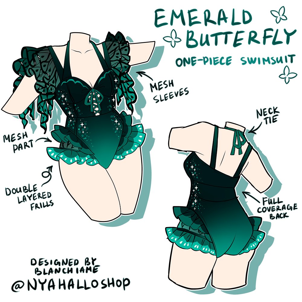Emerald butterfly swimsuit 🦋