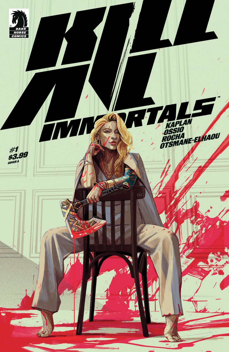 ⚔️Sharpen your axes.⚔️@DarkHorseComics Kill All Immortals #1 releases this July 10th, from me, @FicoOssio @Thiagocrocha_ & Otsmane-Elhaou, covers @oliverbarrett.

If you are a comic shop, comics press/podcaster or just a fellow comics pro & want to read Issue #1, bloody call out!
