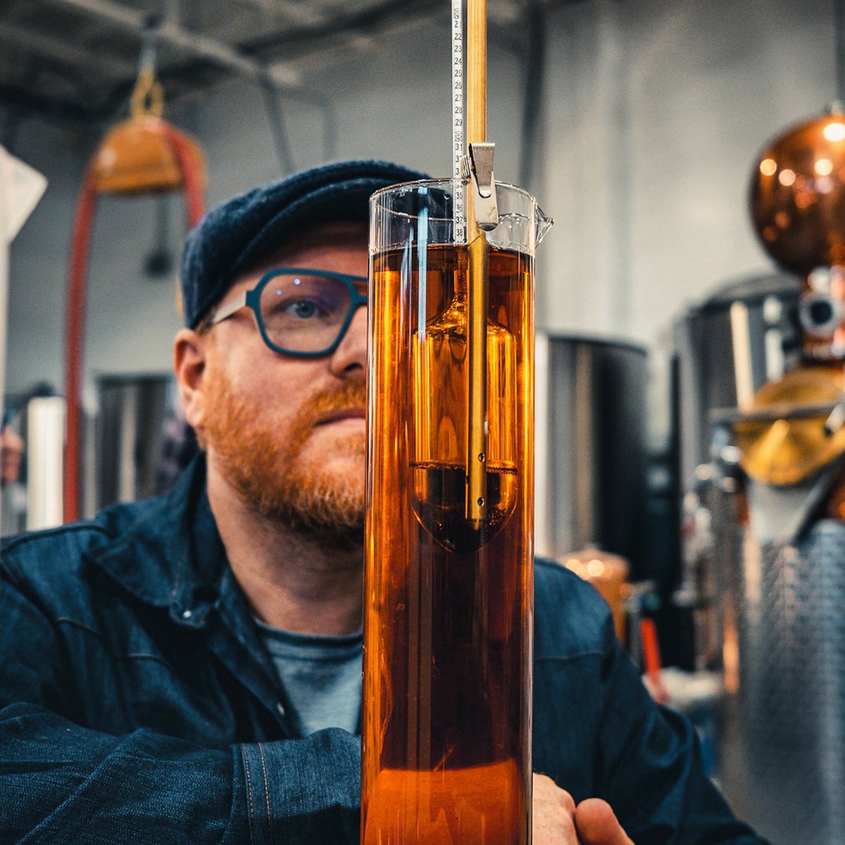 Master Distiller @thisisabryce proofing our #whisky in preparation for bottling. We distill ‘essential whiskies’ - unique highly flavoured spirits that bring life to our whisky expressions. Are you ready to explore? #themalignerange #canadianwhisky #jasper #jasperalberta