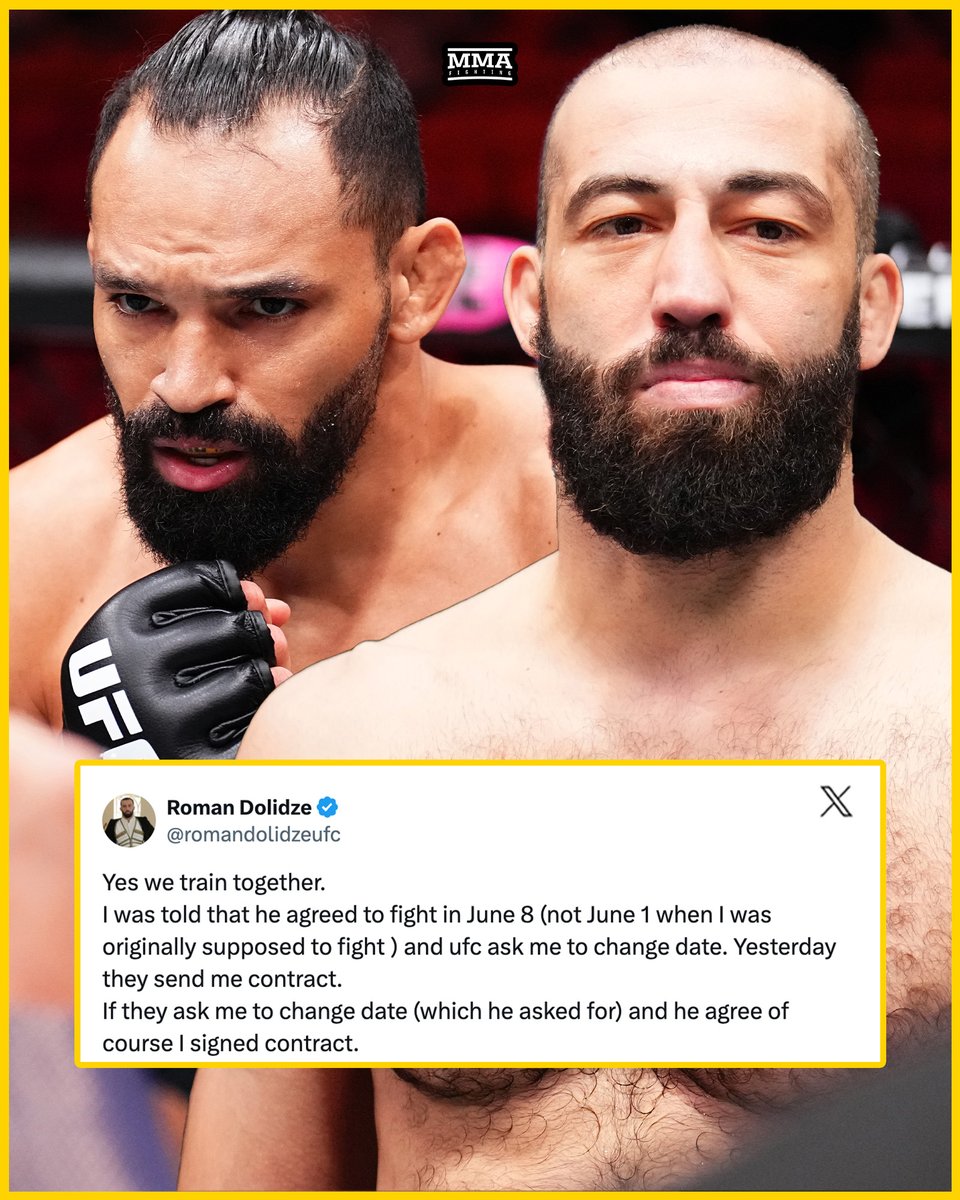 Michel Pereira and Roman Dolidze have different opinions on their scheduled fight at UFC Louisville 

Full story mmafighting.com/2024/5/10/2415…