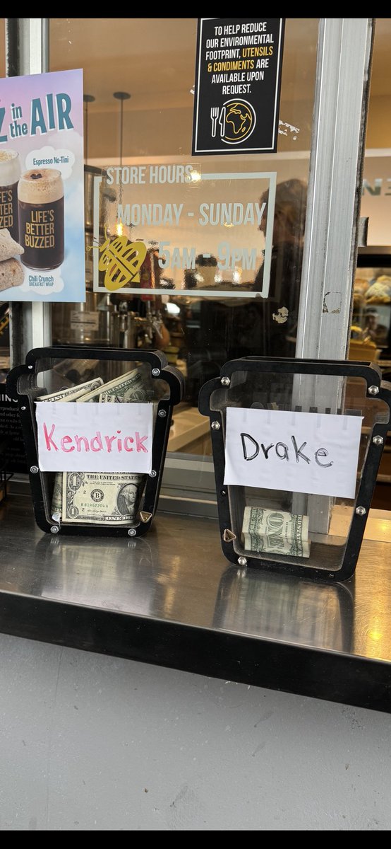 The single dollar for Drake was from the car in front of me which had a bumper sticker that said “hug animals don’t eat them”

It’s over.