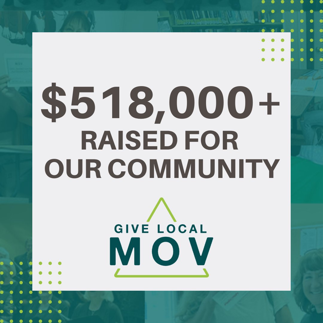 GiveLocalMOV's tweet image. Amazing news!  Thanks to the incredible support of more than 1,300 donors, we've raised a whopping $518,000+ for our community! 🎉  This is what collaboration looks like, folks! Together, we're building a better place to call home. #GiveLocalMOV 💖🙌