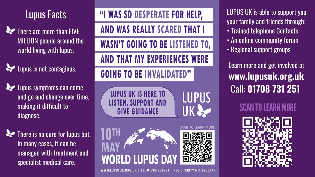 On Lupus Day, let's shine a light on the strength and resilience of those living with lupus 💜 Lets take time to learn about this chronic autoimmune disease that affects over 5 million people worldwide 🌎 You are not alone, support is available 👇🏼 bit.ly/4bt78wU