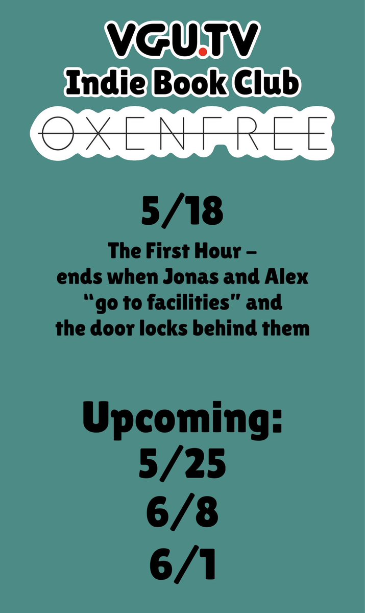 Indie Book Club (@ibcvgu) on Twitter photo The schedule has arrived!
Oxenfree isn’t exactly easy to break down but thanks to Mr. <a href="/Jacksepticeye/">Jacksepticeye</a> I was able to separate our episodes into bite-sized segments!
Ep 1 records on 5/15 and will go up on 5/18, lord willing!
See you then! And send us your comments/questions!
#IBC The schedule has arrived!
Oxenfree isn’t exactly easy to break down but thanks to Mr. <a href="/Jacksepticeye/">Jacksepticeye</a> I was able to separate our episodes into bite-sized segments!
Ep 1 records on 5/15 and will go up on 5/18, lord willing!
See you then! And send us your comments/questions!
#IBC