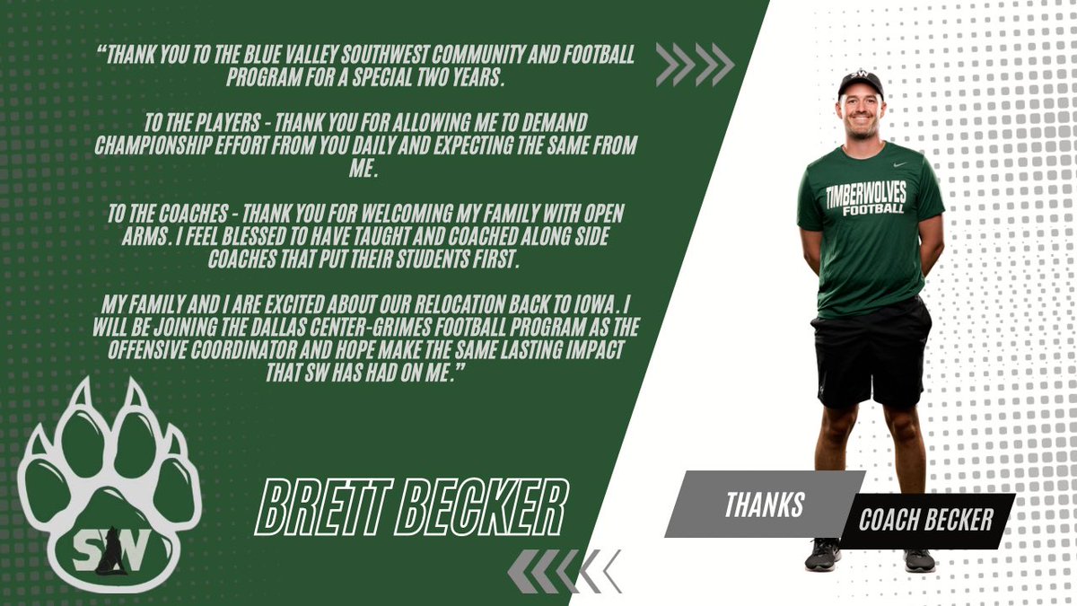 Thanks again to Coach Becker for the past two seasons! Good luck on your next journey! @CoachBBecker #IWILL