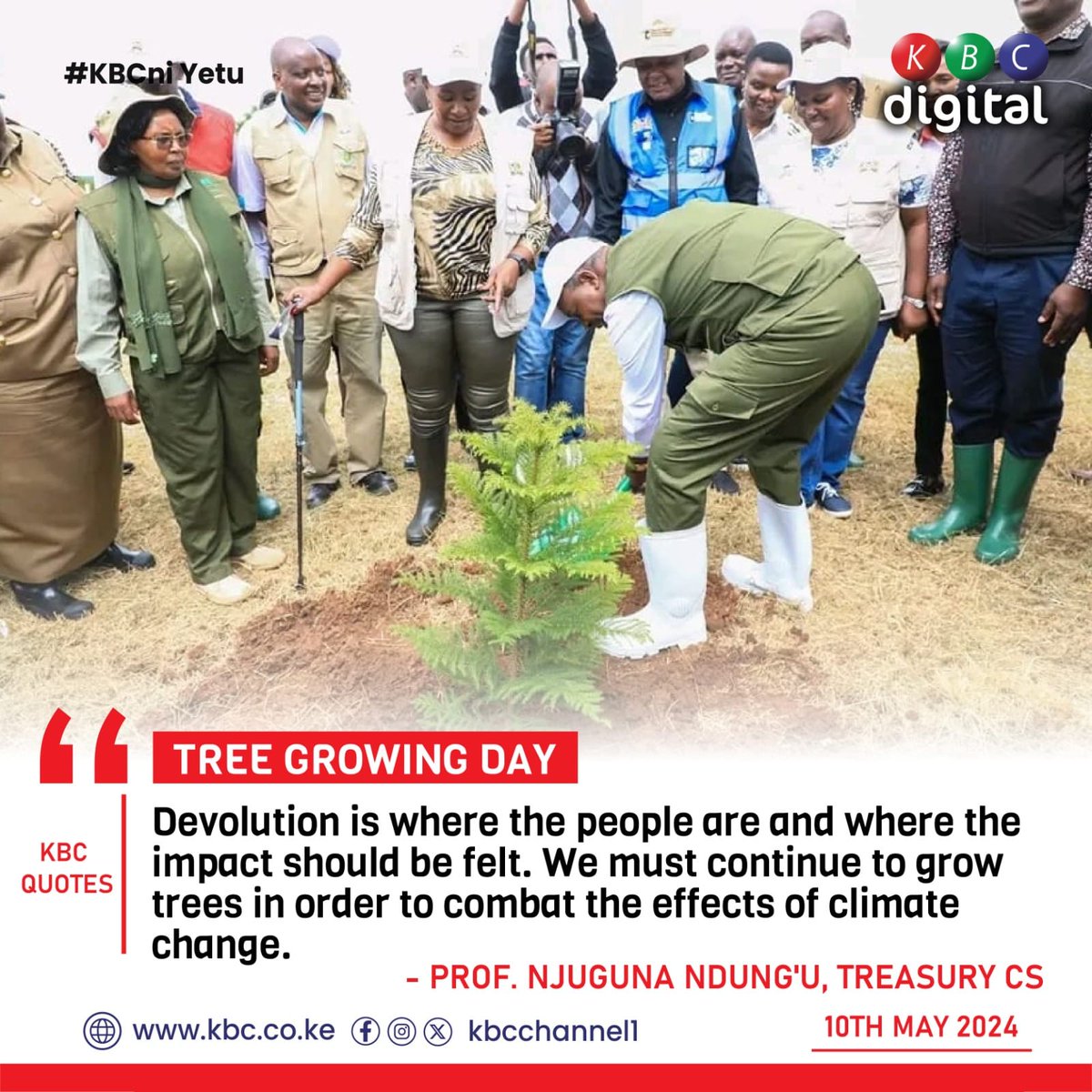 KeTreasury's tweet image. CS,leading #TreePlantingDay in @Machakos_Gov where he was the chief guest. .CS Ndung’u encouraged Kenyans to nurture the #trees they&apos;ve planted today, ensuring they thrive and #grow #TreeGrowingDay See video below: 10.05.2024_20.17.47_REC.mp4