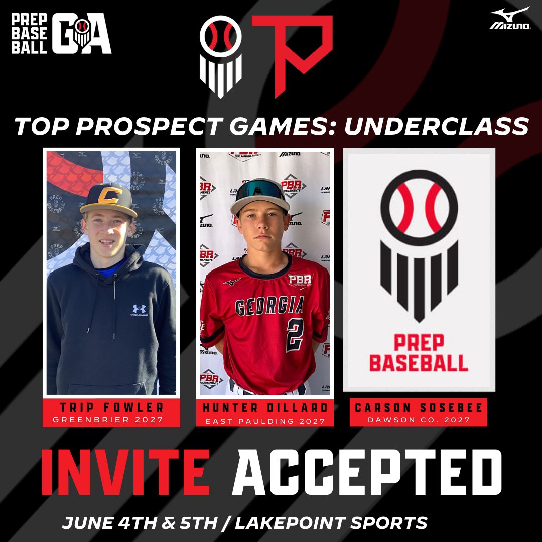 𝐓𝐨𝐩 𝐏𝐫𝐨𝐬𝐩𝐞𝐜𝐭 𝐆𝐚𝐦𝐞𝐬: 𝐔𝐧𝐝𝐞𝐫𝐜𝐥𝐚𝐬𝐬 ⭐
❗𝑰𝒏𝒗𝒊𝒕𝒆𝒔 𝑨𝒄𝒄𝒆𝒑𝒕𝒆𝒅 ❗

+ '27 INF/RHP <a href="/TripFowler/">Trip Fowler</a>
+ '27 OF <a href="/HunterDillard01/">Hunter Dillard</a>
+ '27 C <a href="/Carson10001837/">Carson sosebee</a>

Request an invite, event info &amp; more...
🔗 loom.ly/g_MIEbI