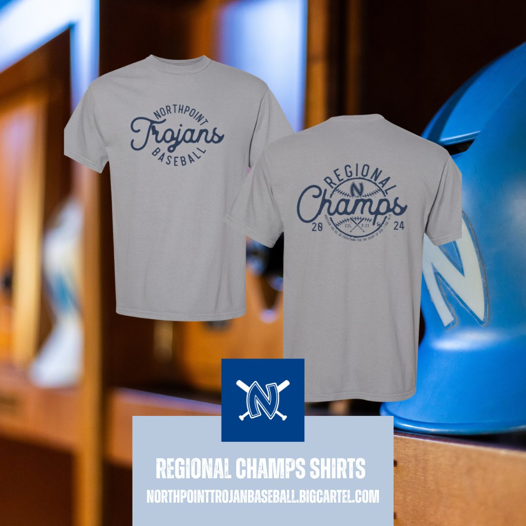 Commemorate the regional win with this T-Shirt designed by @fundthenations! loom.ly/J4cuqxk

#northpointbaseball #homeatncs