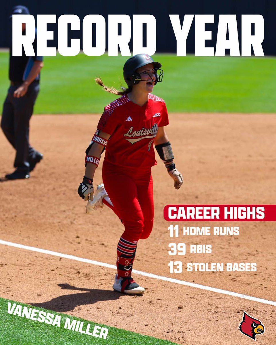 LouisvilleSB's tweet photo. Not one, not two, but three career highs for @vmiller3333 in her senior season! 👊

#GoCards https://t.co/7WwE7jRwrP