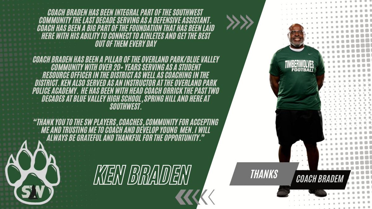 Thanks again to Coach Braden for his time the last 8 years! Good luck to him on his future endeavors. Something tells me we will be seeing around! #IWILL