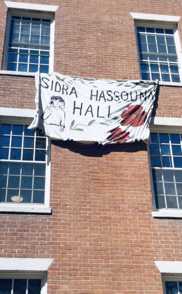 Students at #Harvard renaming a building honouring Sidra Hassoun, my wife’s young cousin and one of 14,500 children murdered in Israel’s genocide in #Gaza. Proud of these students and all students everywhere who are standing up for justice in #Palestine