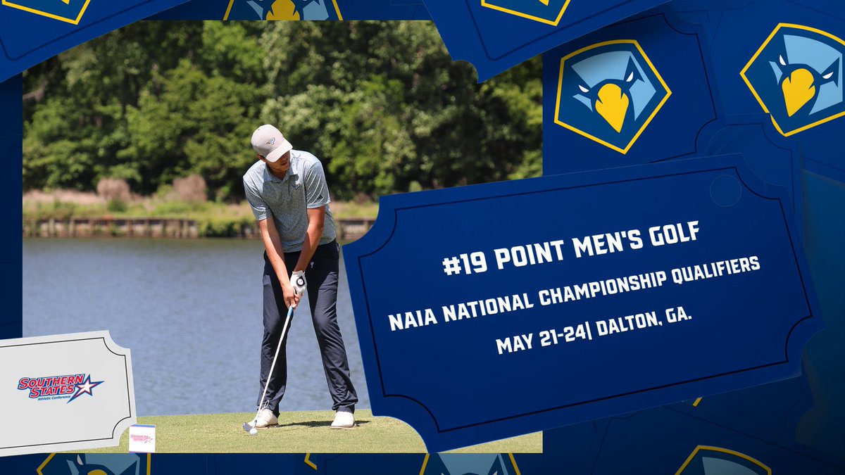 SKYHAWK NATION: For the 7th consecutive year, Our #19 Ranked Men’s Golf team will be competing at the NAIA National Championships! Men’s Golf received an At-Large bid &amp; will compete at the Dalton Golf &amp; Country Club in Dalton, Georgia on May 21-24. Let’s go Skyhawks!