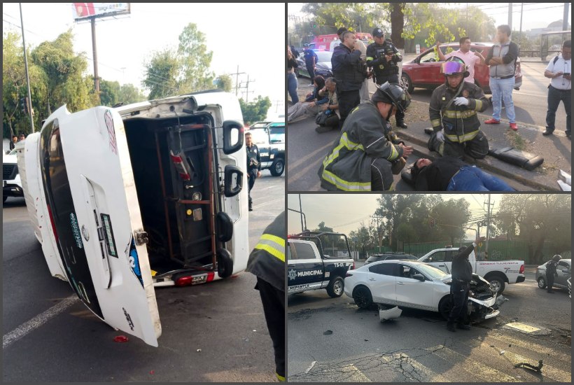 6 personas heridas, 🤕 2 de gravedad, 😰 fue el saldo de una volcadura de una unidad de #TransportePúblico 🚌 en #Tlalnepantla. 🚨

📝 >>> acortar.link/qku1db