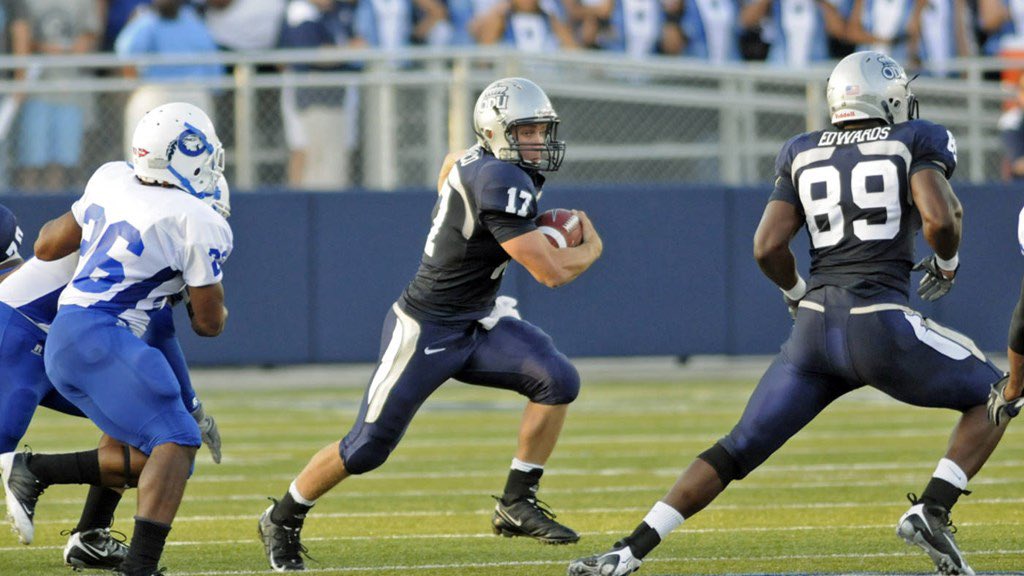 Who was playing quarterback at your first college football game?

Thomas DeMarco vs Chowan. Fun times!