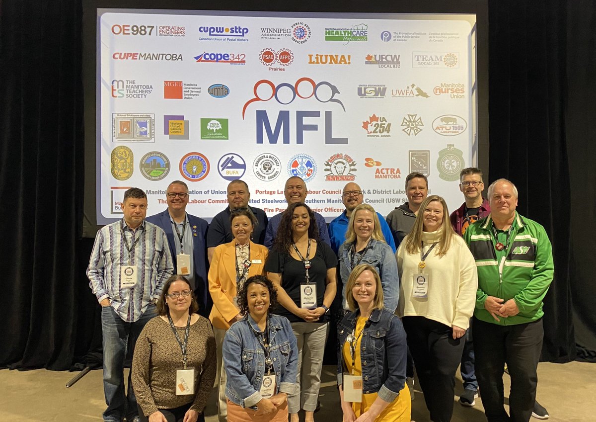 Yes, this is the MTS delegation at the 2024 Manitoba Federation of Labour Convention in #Brandon! It's never been more important to stand up for our members and show our solidarity with Manitoba's labour movement. #solidarity @MFLabour