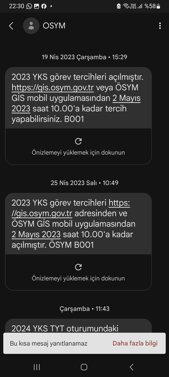 Osym göreviniz vardır diye sahte link gönderiyorlar tıklamayın sakin❗️