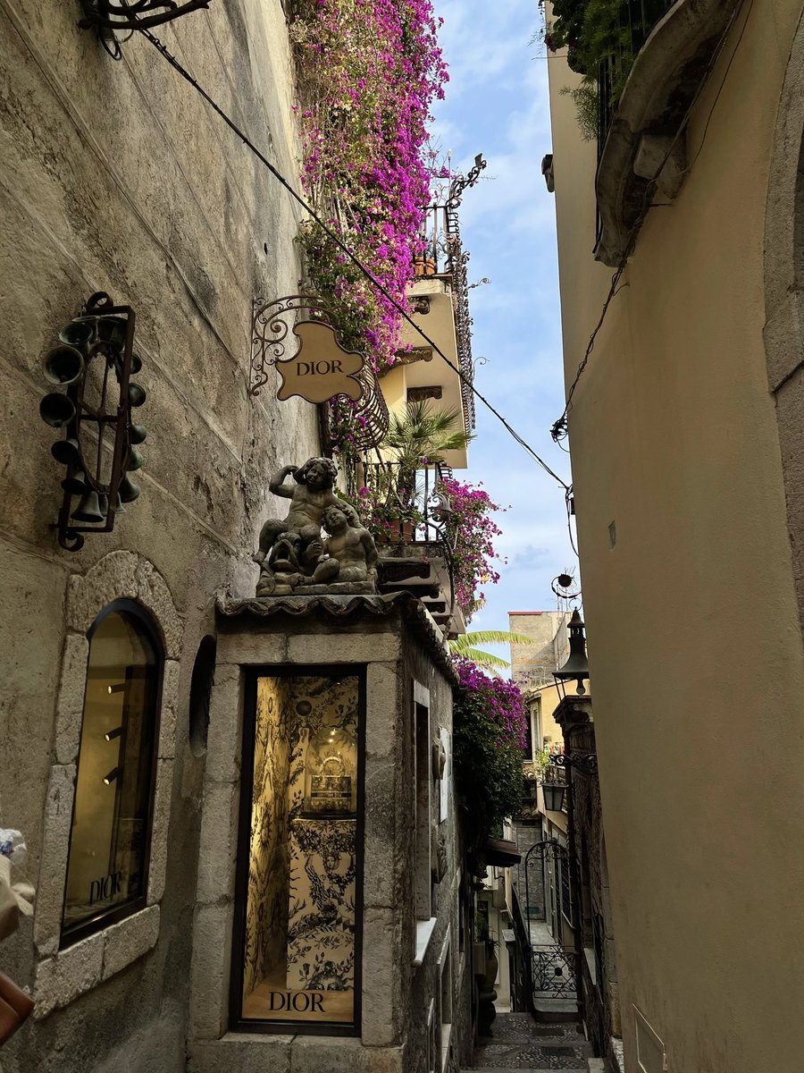 シチリア島のタオルミーナ。
リゾート地なだけあって人もたくさんいたし、なにより崖の上から眺める海はこれぞ絶景って感じだった〜！
1日あれば周れるけどお店たくさんあるし飽きない。本当にもう一度行きたい！