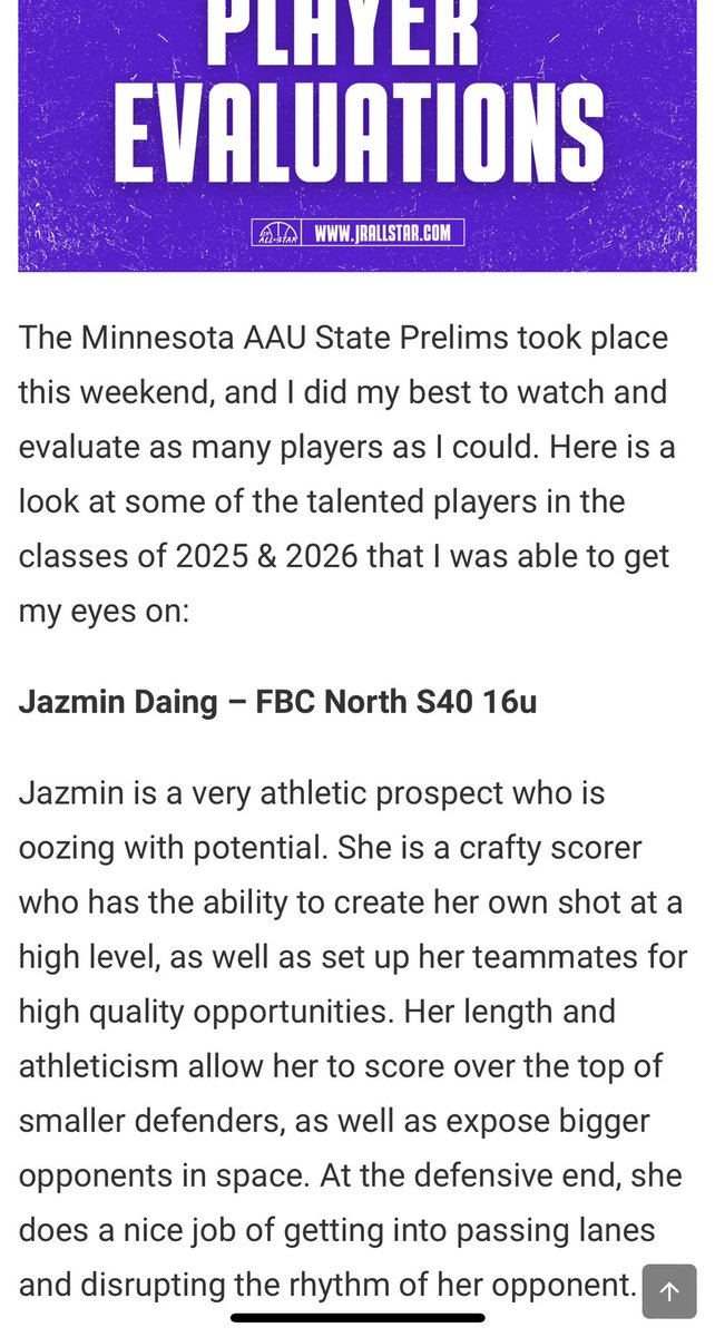 Jazmin Daing (@daingjazz) on Twitter photo Thank you! <a href="/JrAllStarMN/">Minnesota Jr. All-Star GBB</a> I always love the write ups and definitely looking forward to state this weekend! 🔥 Thank you! <a href="/JrAllStarMN/">Minnesota Jr. All-Star GBB</a> I always love the write ups and definitely looking forward to state this weekend! 🔥