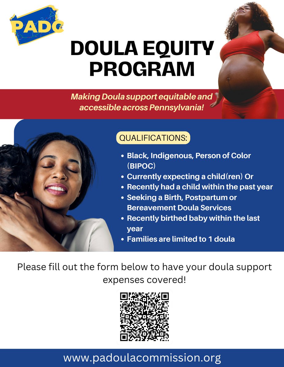 We are seeking families in need of doula services across Pennsylvania to apply for our new Doula Equity Program. Families are invited to apply! Learn more: padoulacommission.org

#doulaaccess #healthequity #maternitycare #maternalhealth #doulacare #doulasupport