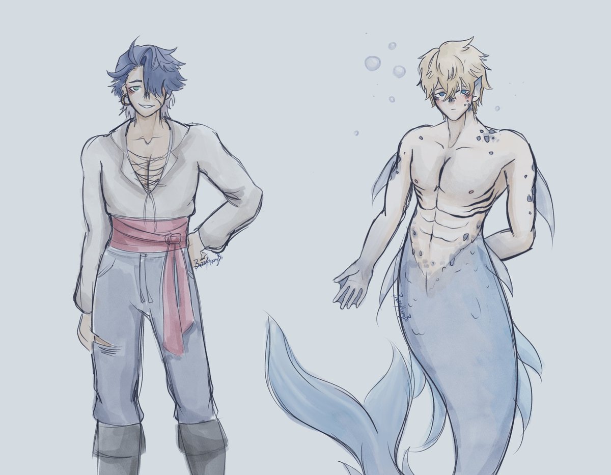 buzzyhoneybii's tweet image. It’s mermay so um maybe I’ll actually draw stuff related to my pirate Sampo siren Gepard au 
#hsr #sampard
