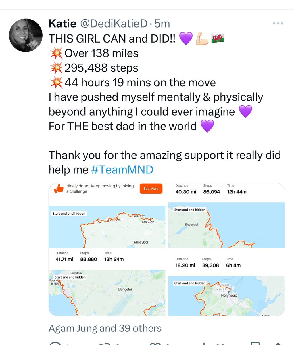 No apologies for my second proud mum post today. She did it! The Anglesey Coast Path. 138 miles in three & a half days. Thank you so much to everyone who's supported @DediKatieD with warm words, encouragement & generous donations to a cause so dear to our hearts @LDShospcharity